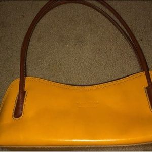 Yellow Vera Pelle Made in Italy mid century to handle bag make offer!!